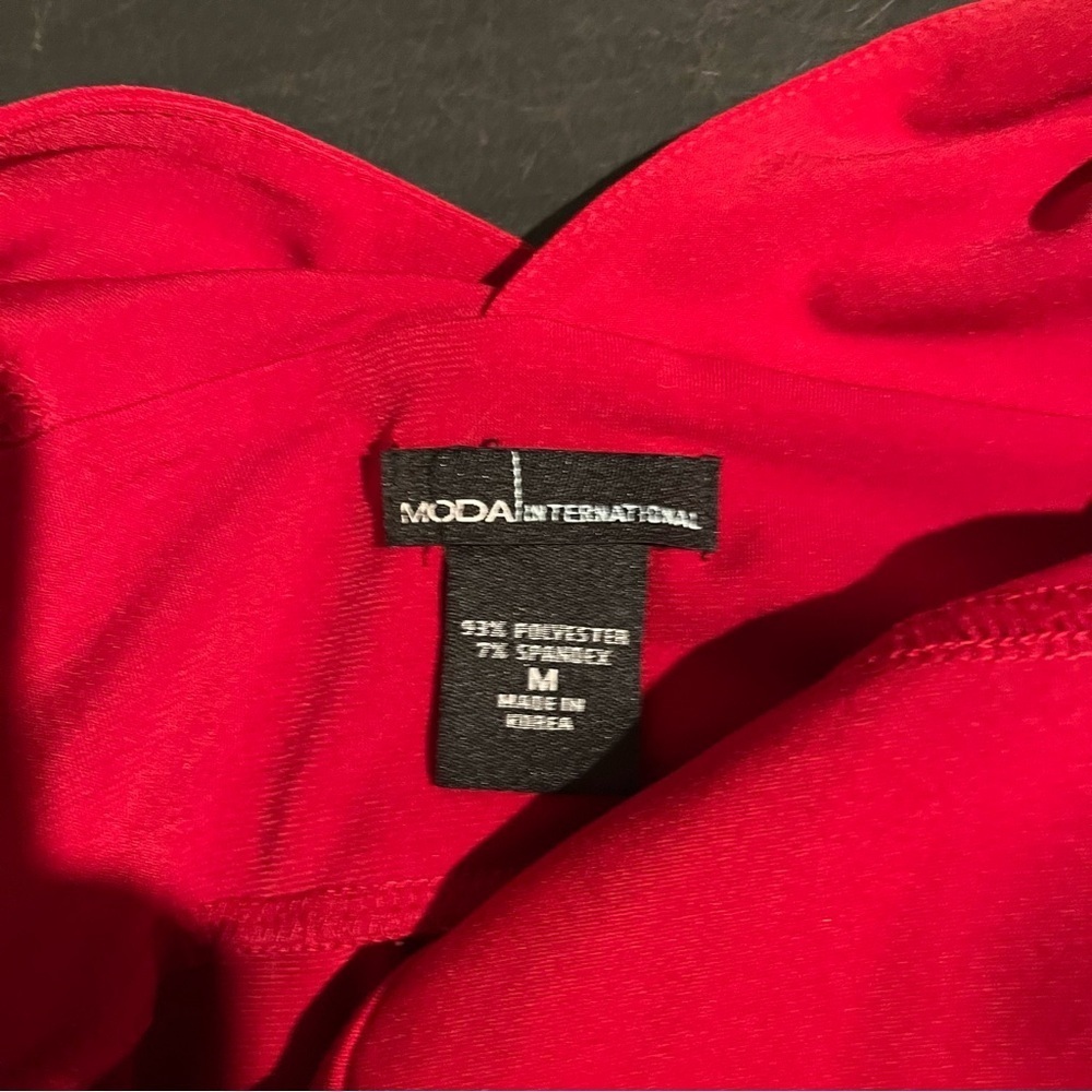 Moda International women's dress red size M Stretch Sexy V-neck Bodycon - Picture 4 of 7